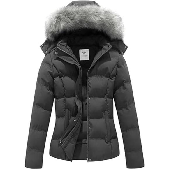 Women's Hooded Warm Winter Coat‎ Quilted Thicken Puffer Jacket with Removable - Picture 3 of 8